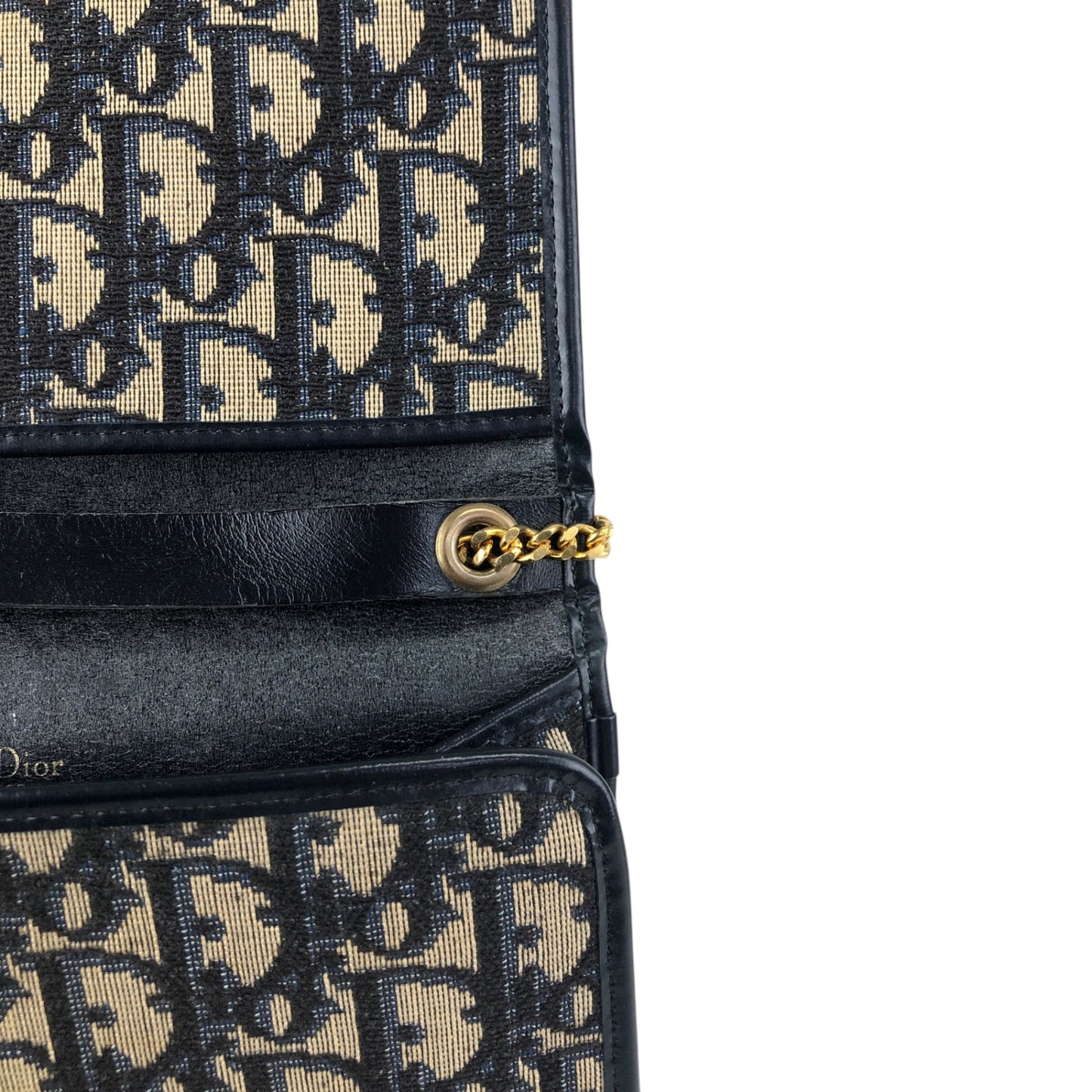 Christian Dior Trotter Chain Shoulder bag Navy Vintage rphic5