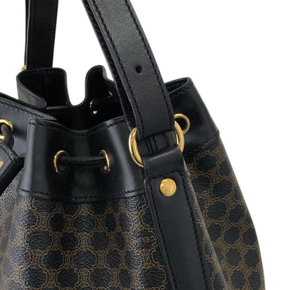 CELINE Macadam Blason Drawstring Shoulder bag Black Vintage ruunby