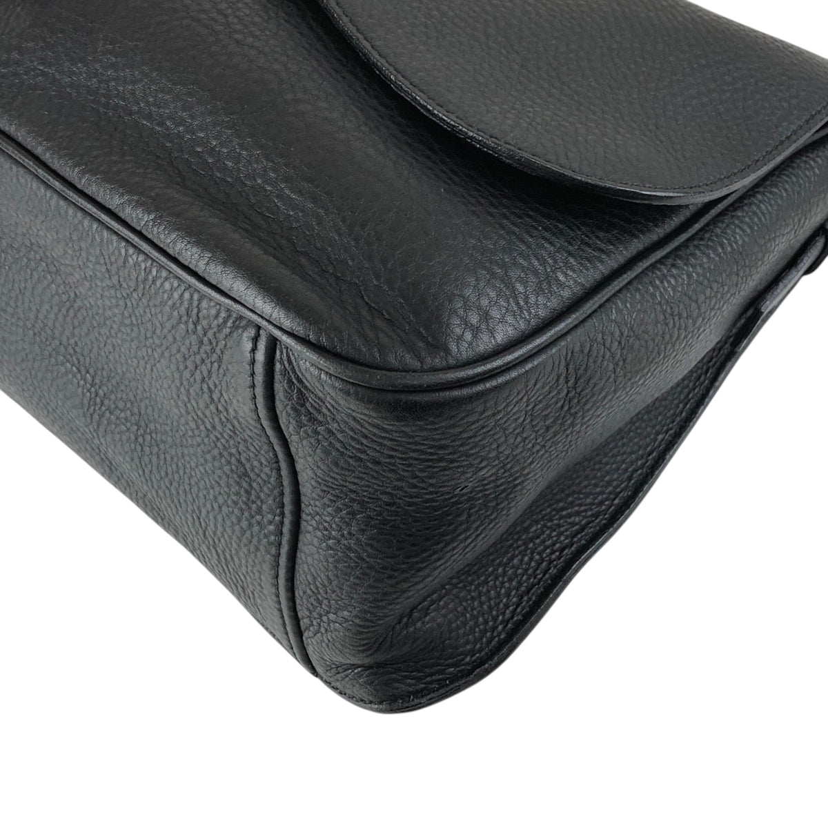 PRADA Logo Embossed Front Buckle Shoulder bag Black Vintage u2jbxr