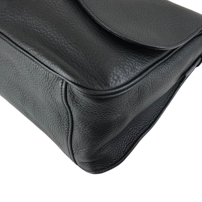 PRADA Logo Embossed Front Buckle Shoulder bag Black Vintage u2jbxr