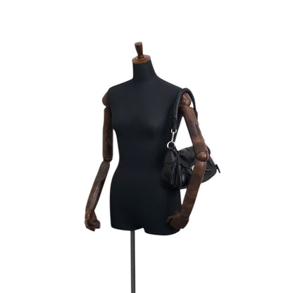 PRADA Front Buckle Handbag Black Vintage 5dmfc4
