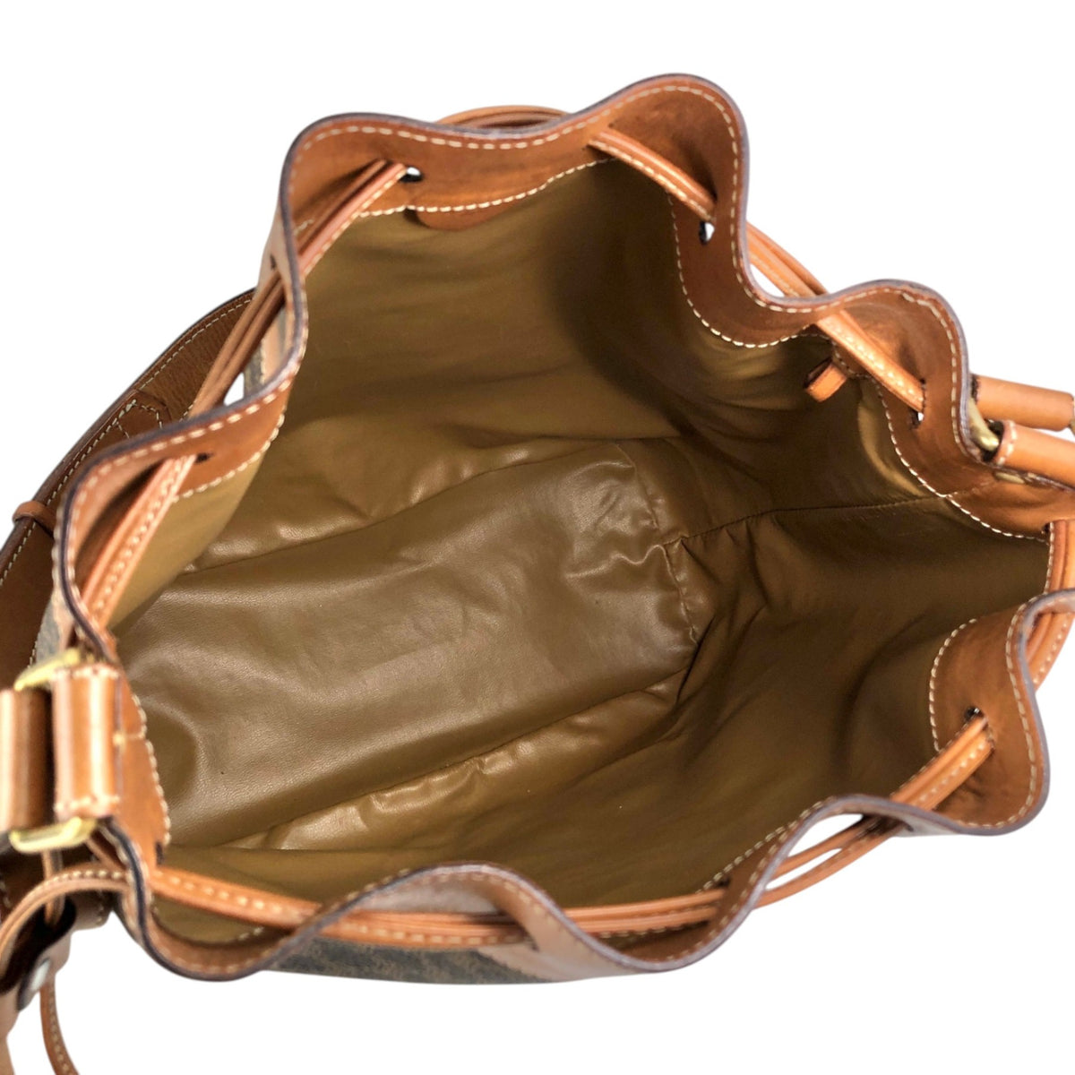 CELINE Macadam Blason Drawstring Shoulder bag Brown Vintage tc6d7e