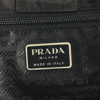 PRADA Triangle Logo Asymmetrical Shoulder bag Black Vintage 7rus5d