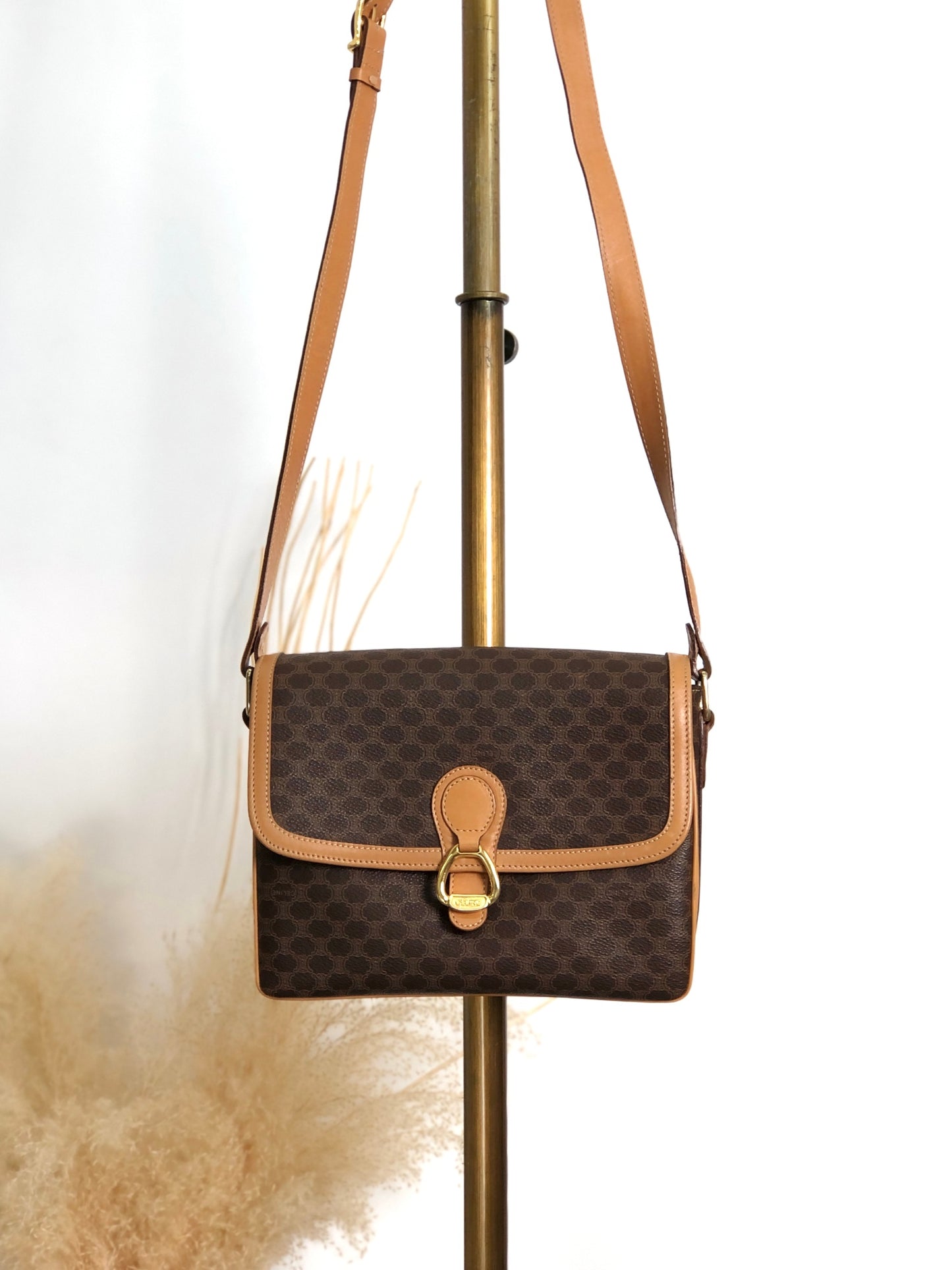 CELINE Macadam Horse Bit Shoulder bag Brown Vintage gmn7vj