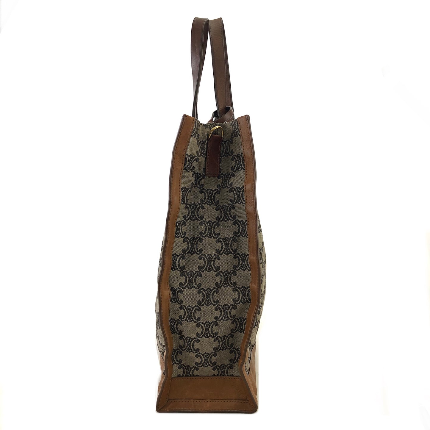 CELINE Blason Canvas Leather Totebag Brown Vintage 28perr