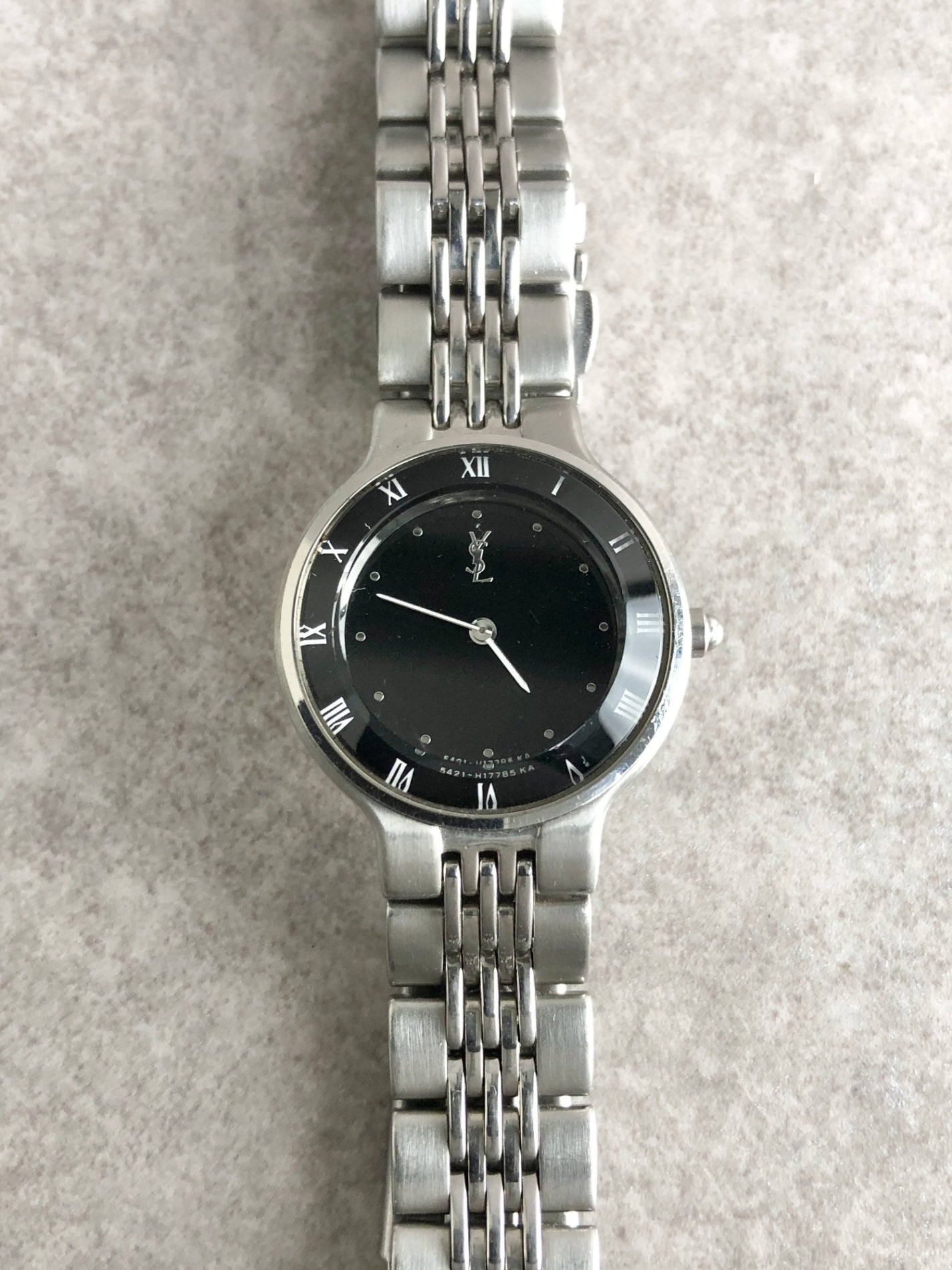 Yves Saint Laurent YSL Logo Watch Silver 5421-H17785 Vintage wivr8g