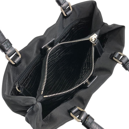 PRADA Tessuto Triangle Logo Totebag Black Vintage x4un45