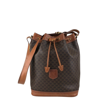 CELINE Macadam Blason Drawstring Shoulder bag Brown Vintage wc85jm