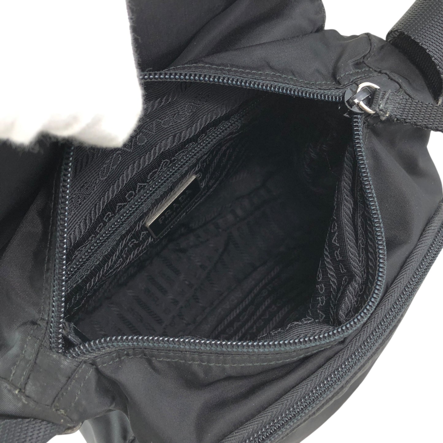 PRADA Triangle Logo Front Buckle Shoulder bag Black Vintage dre4i8