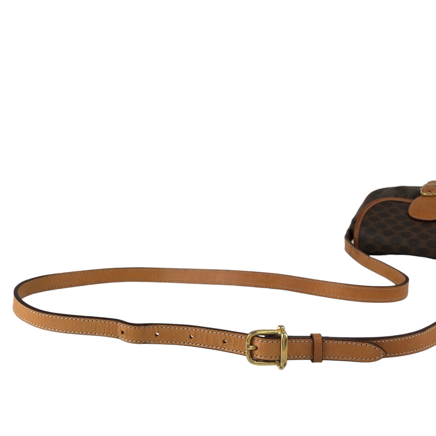 CELINE Macadam Front Buckle Shoulder bag Brown Vintage vryvsx
