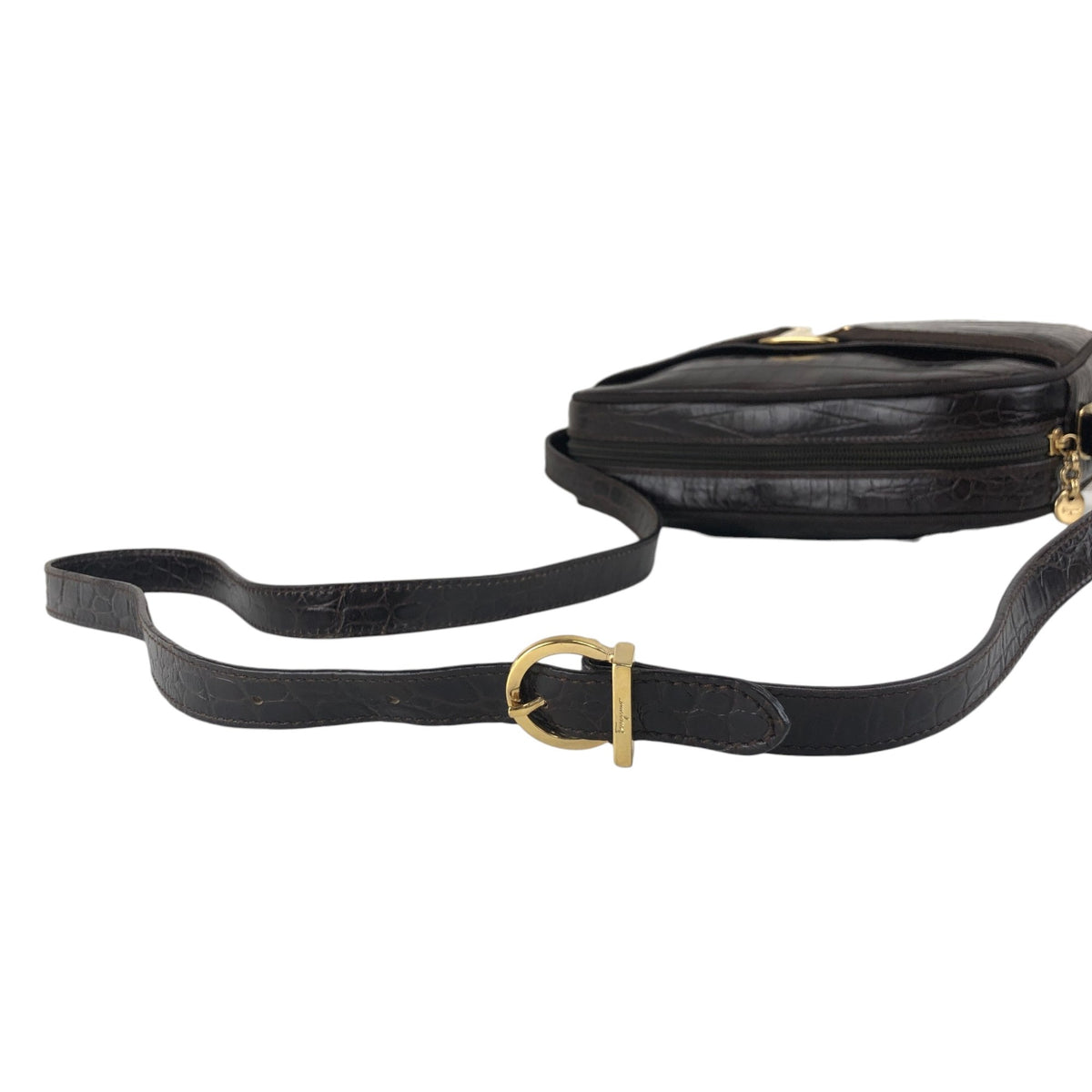 Salvatore Ferragamo Logo Shoulder bag Brown Vintage z3szbs