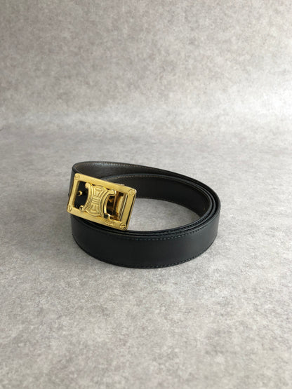 CELINE Triomphe Belt Brown×Black Vintage ppnd4r