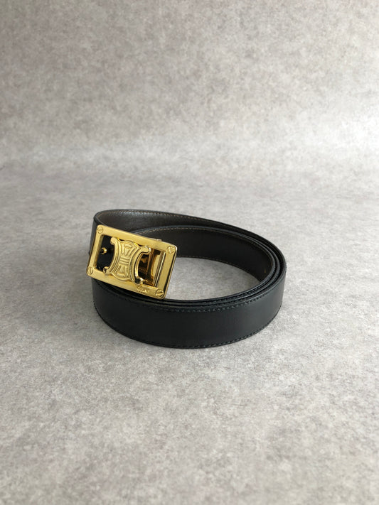 CELINE Triomphe Belt Brown×Black Vintage ppnd4r