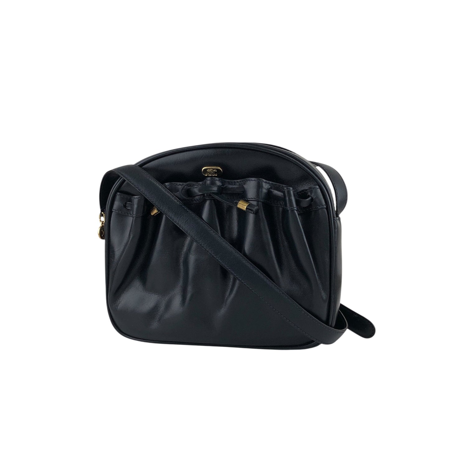 CELINE Logo Tassel Shoulder bag Navy Vintage fcpzrv