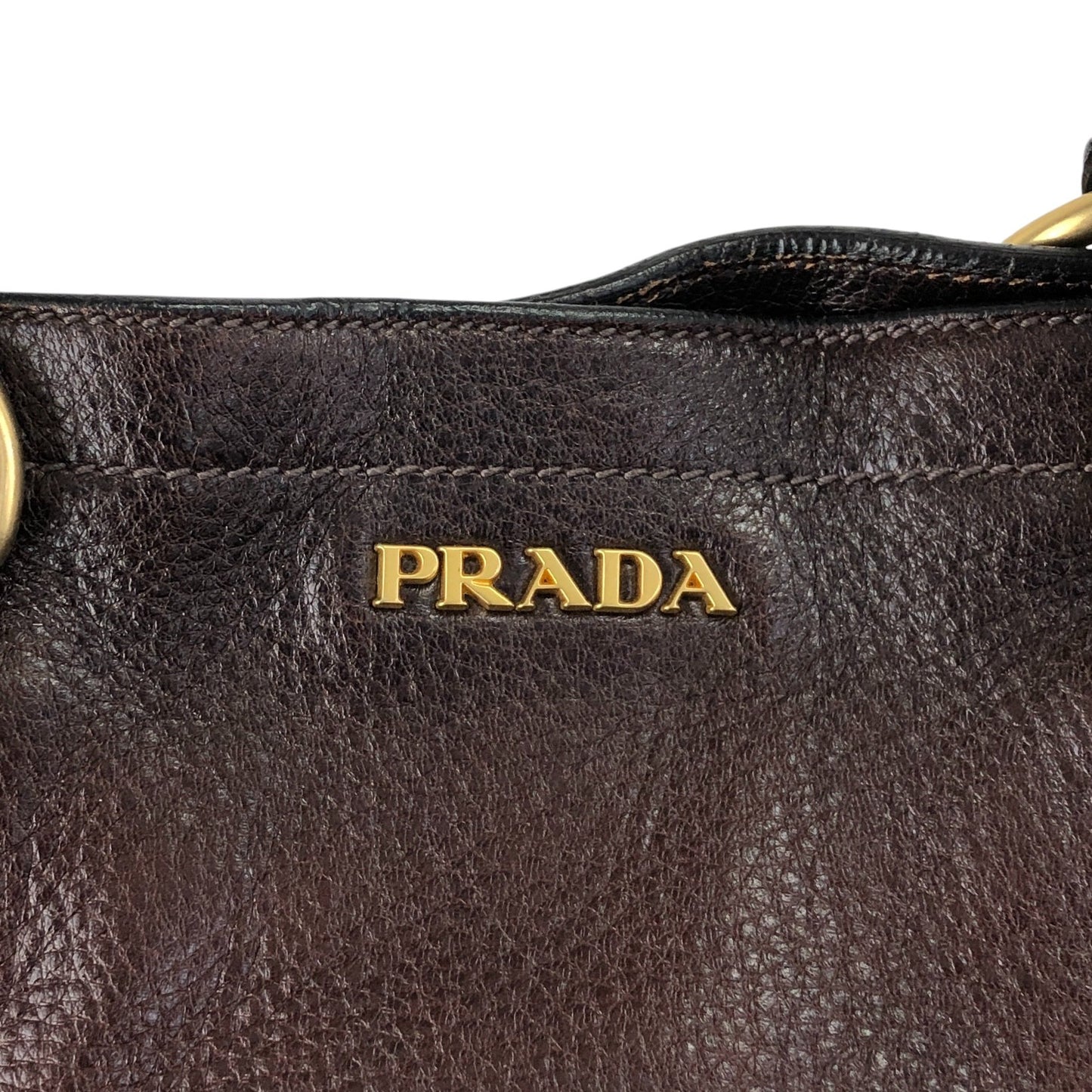 PRADA Logo Two-way Handbag Shoulder bag Brown Vintage ujn2cg