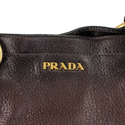 PRADA Logo Two-way Handbag Shoulder bag Brown Vintage ujn2cg