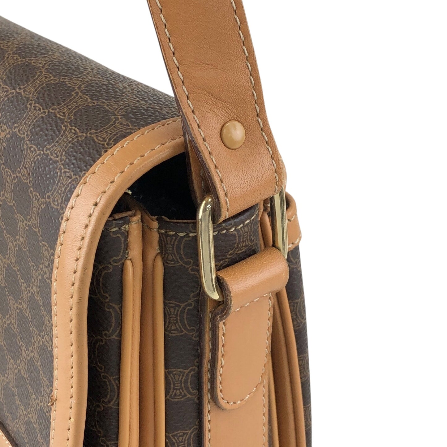 CELINE Macadam Horse Bit Shoulder bag Brown Vintage gmn7vj
