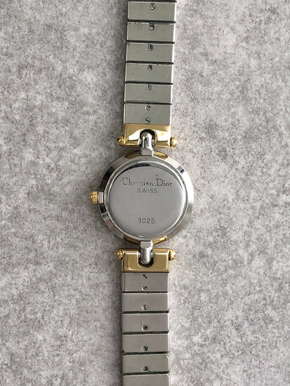 Christian Dior Quartz Watch Silver×Gold 3025 Vintage 7bawiw