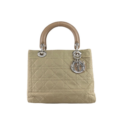Christian Dior Lady Dior Cannage Logo Charm Handbag Beige Vintage 8h86ku
