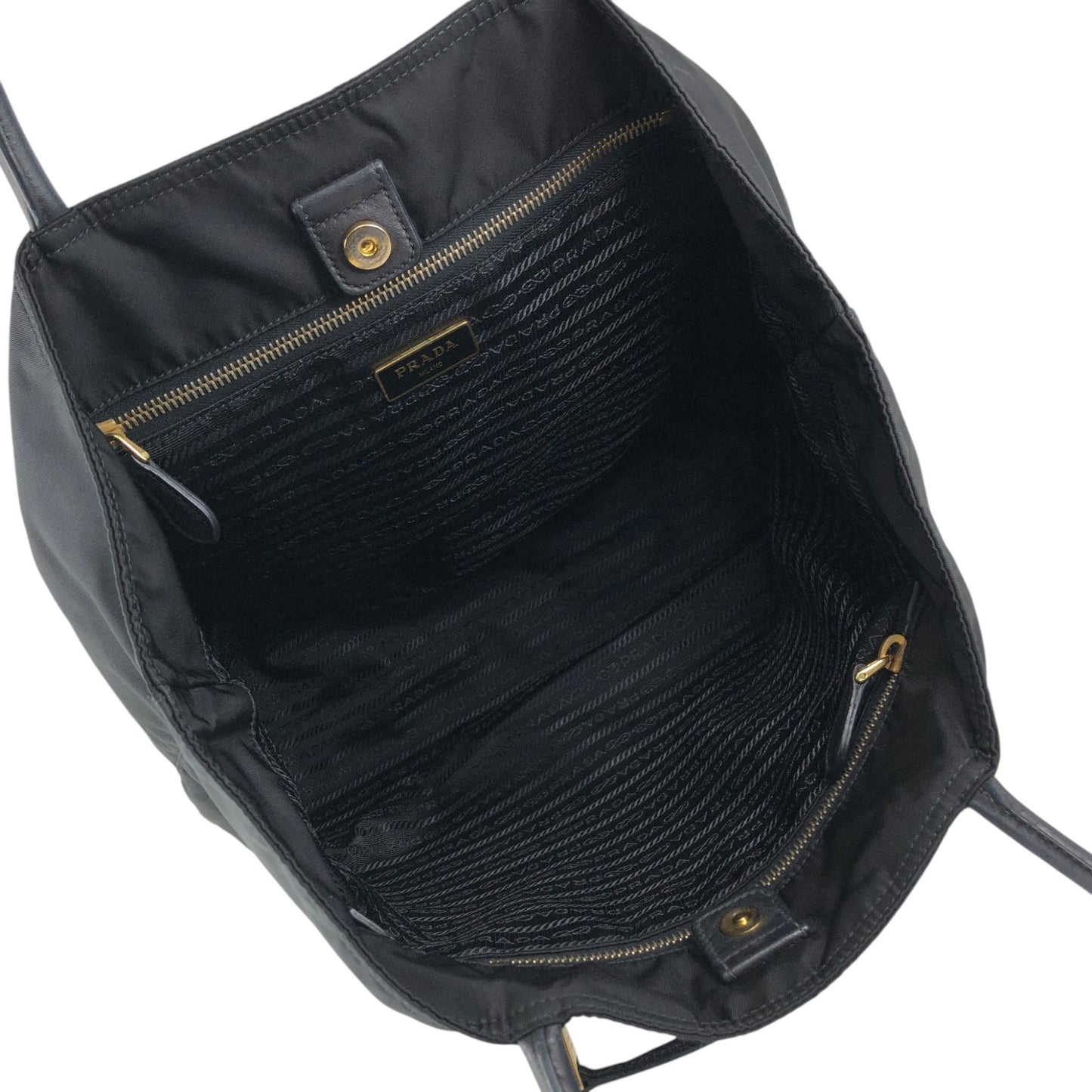 PRADA Tessuto Triangle Logo Front Pocket  Totebag Black Vintage 6rrumw