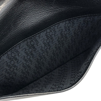 Yves Saint Laurent YSL Logo Leather Crossbody Shoulder bag Black Vintage 6bbpkn