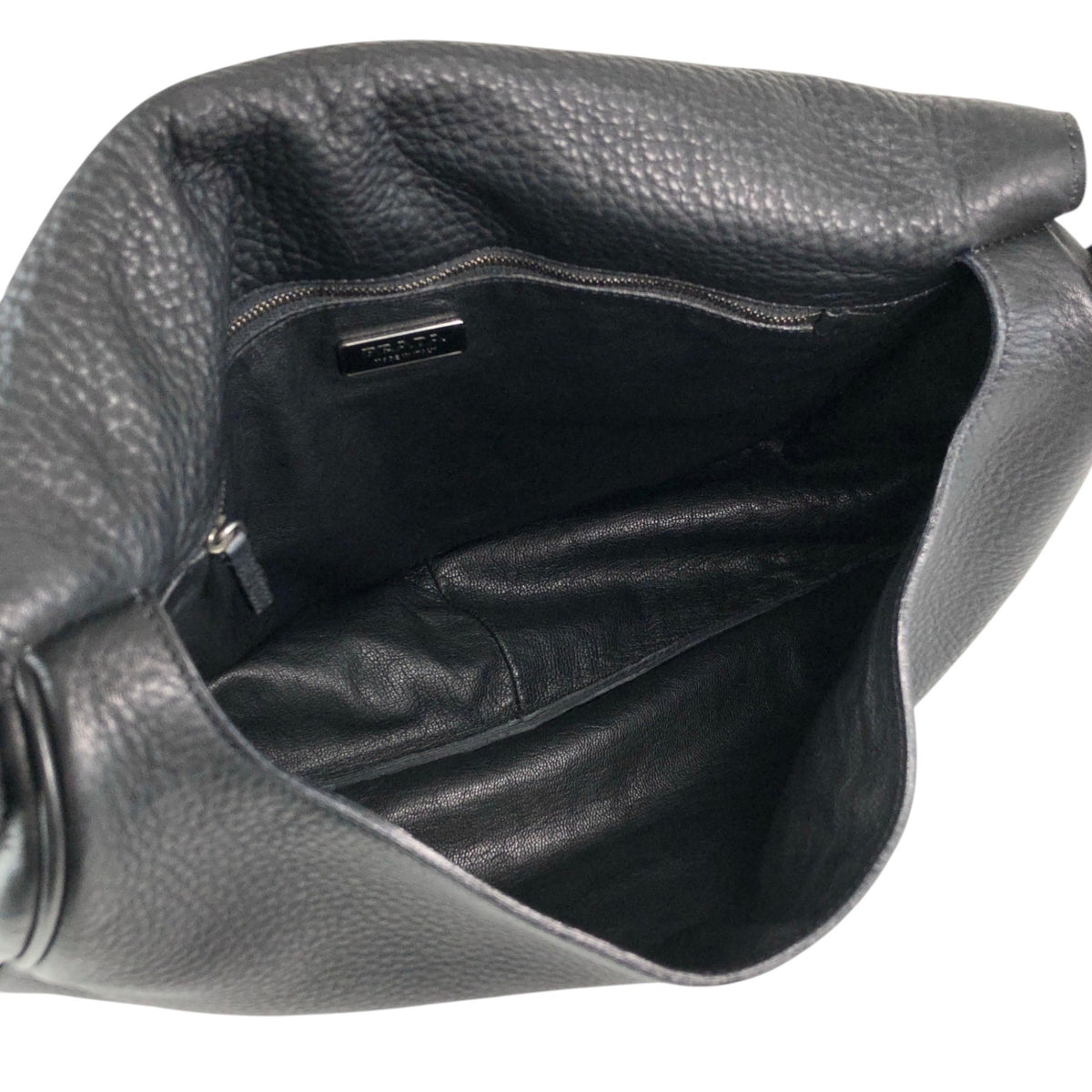 PRADA Logo Embossed Front Buckle Shoulder bag Black Vintage u2jbxr