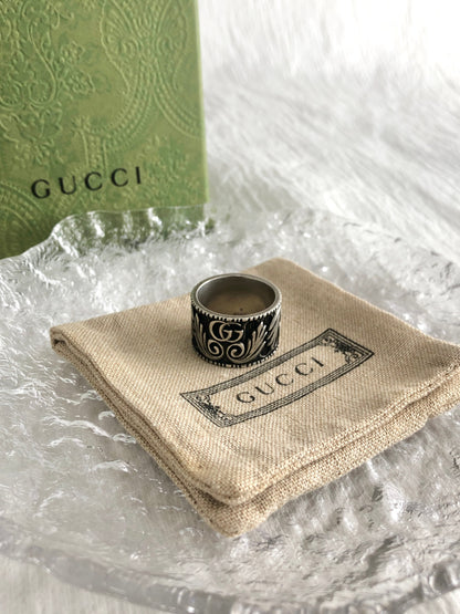 GUCCI Interlocking SILVER925 Ring Silver Vintage rntz7e
