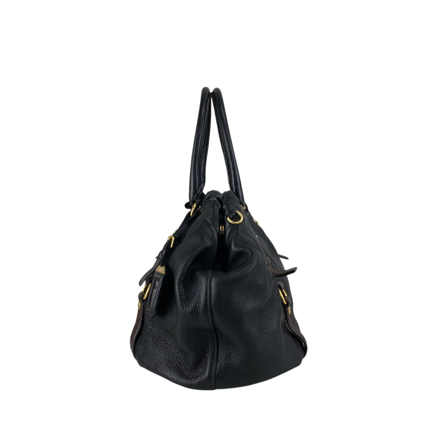 PRADA Logo Handbag Totebag Black Vintage dcjbha