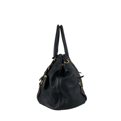 PRADA Logo Handbag Totebag Black Vintage dcjbha