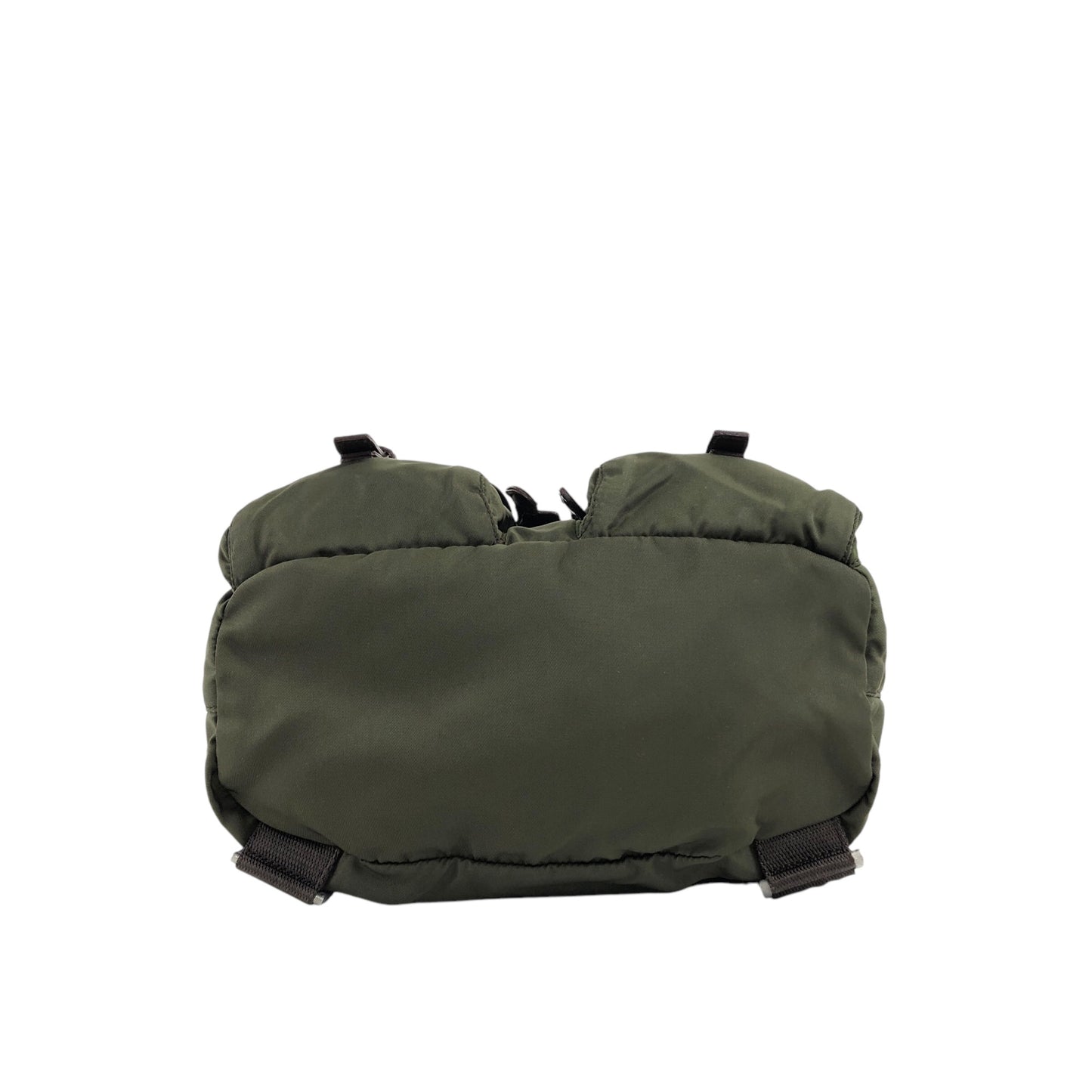 PRADA Triangle Logo Double Pocket Backpack khaki Vintage p3hihd