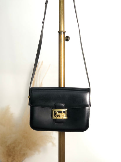CELINE Horse Carriage Shoulder bag Black Vintage bxg55y