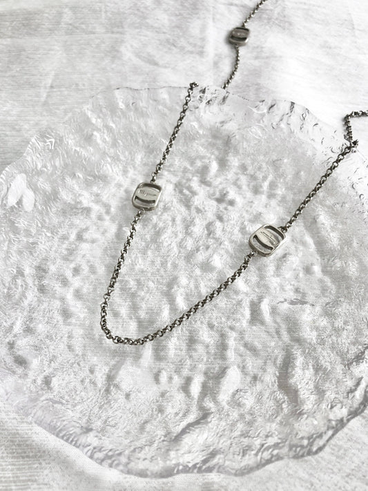 Salvatore Ferragamo Logo Necklace Silver Vintage dxhk76