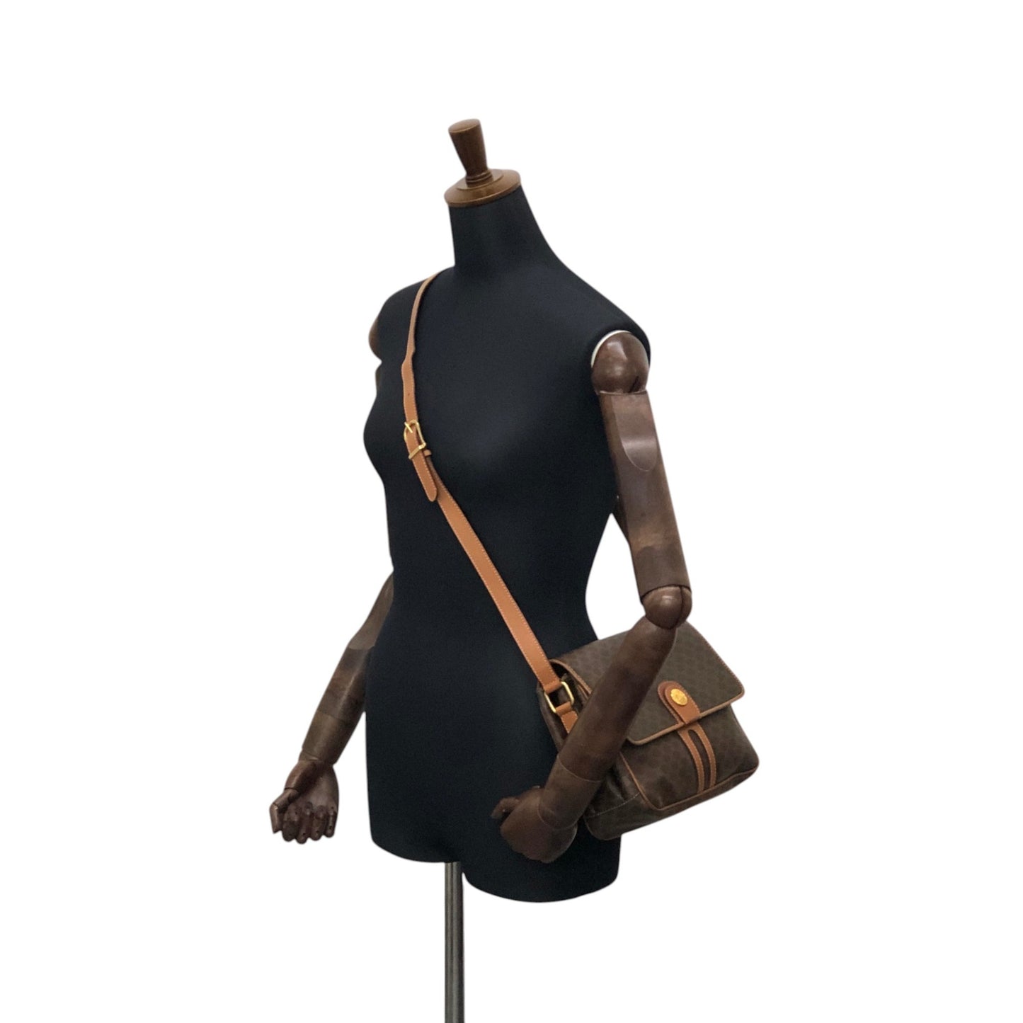 CELINE Macadam Triomphe Shoulder bag Brown Vintage a447fy