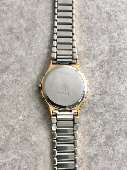 Yves Saint Laurent YSL Logo Quartz Watch Silver 190752 Vintage 7t3eus