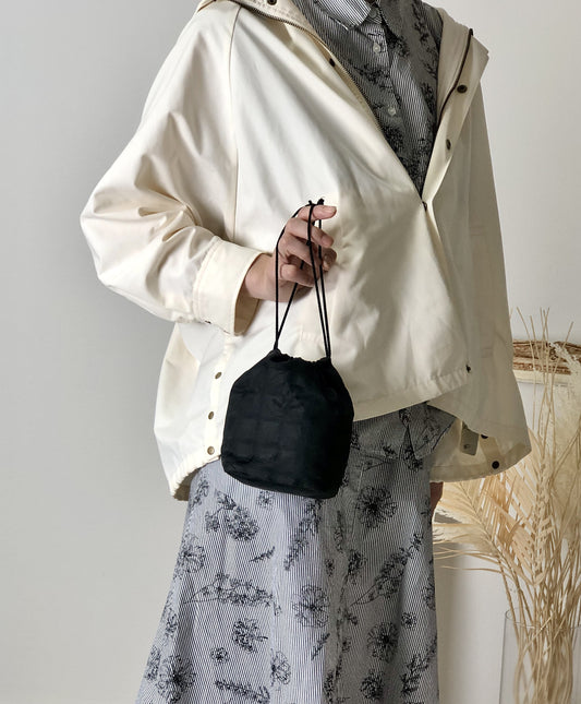 CHANEL New Travel Line Drawstring Small Handbag Black Vintage x7242n