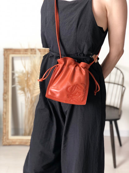 LOEWE Anagram Drawstring Shoulder bag Brown Vintage gu6xkn