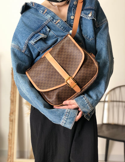 CELINE Macadam Shoulder bag Brown Vintage smihn4