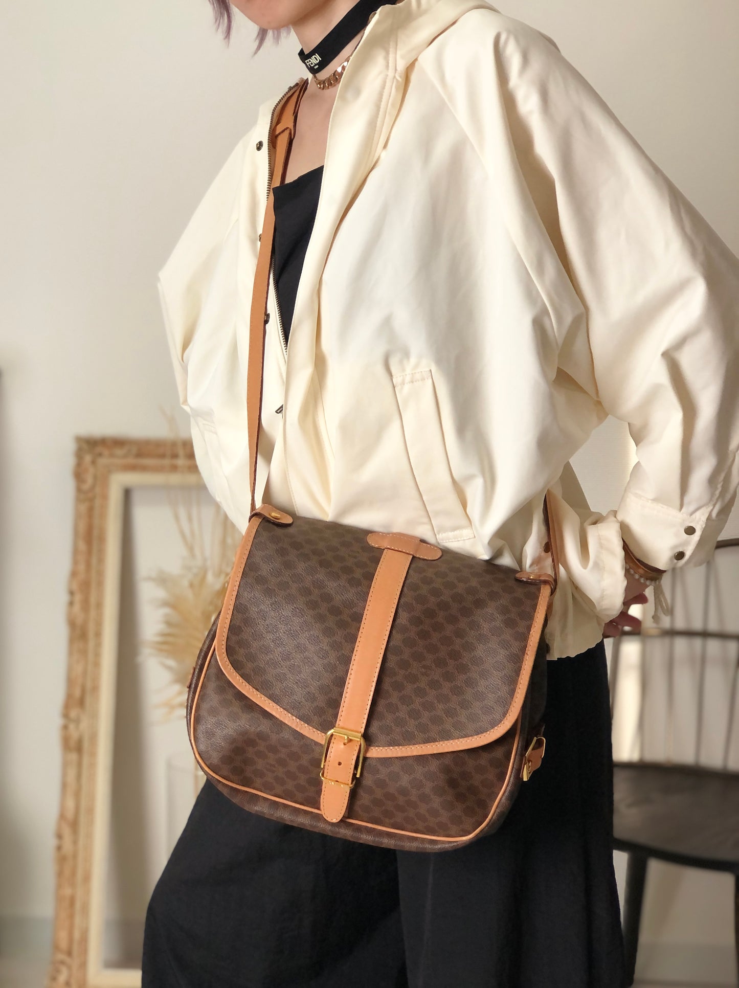 CELINE Macadam Shoulder bag Brown Vintage smihn4