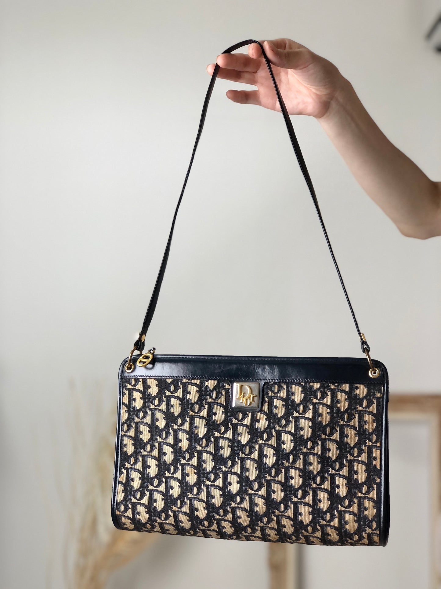 Christian Dior Trotter Shoulder bag Navy Vintage s463xx