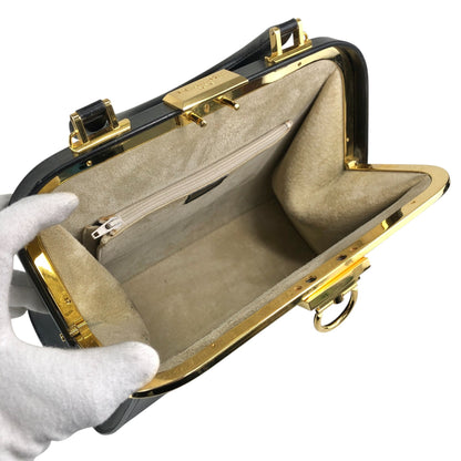 Christian Dior Metal Clasp Handbag Black Vintage istwjt