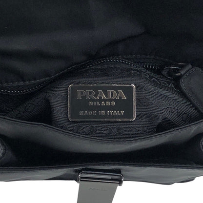PRADA Logo Front Buckle Shoulder bag Black Vintage fyhckn