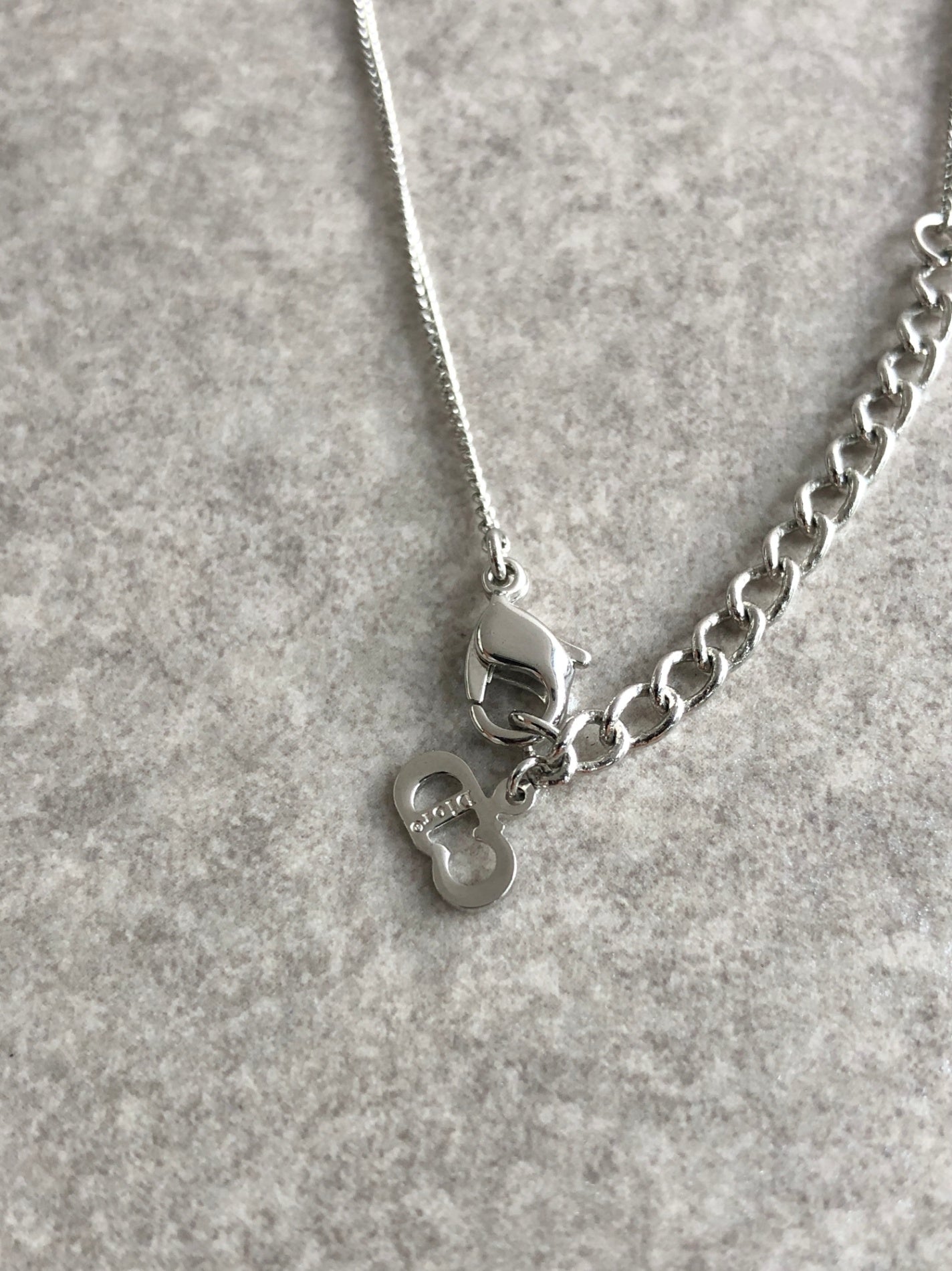 Christian Dior Logo Motif Necklace Silver Vintage 7dbn6v