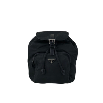 PRADA Tessuto Triangle Logo Front Pocket  Backpack Black Vintage nnyiv2