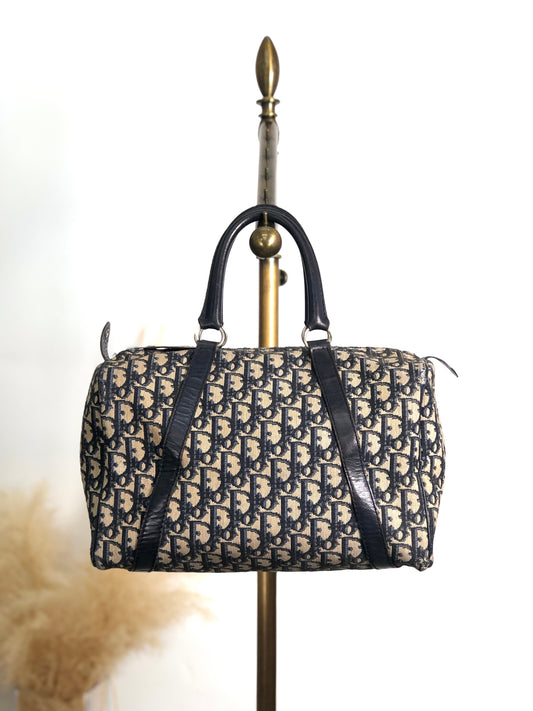 Christian Dior Trotter Small Boston bag Handbag Navy Vintage 6524f6