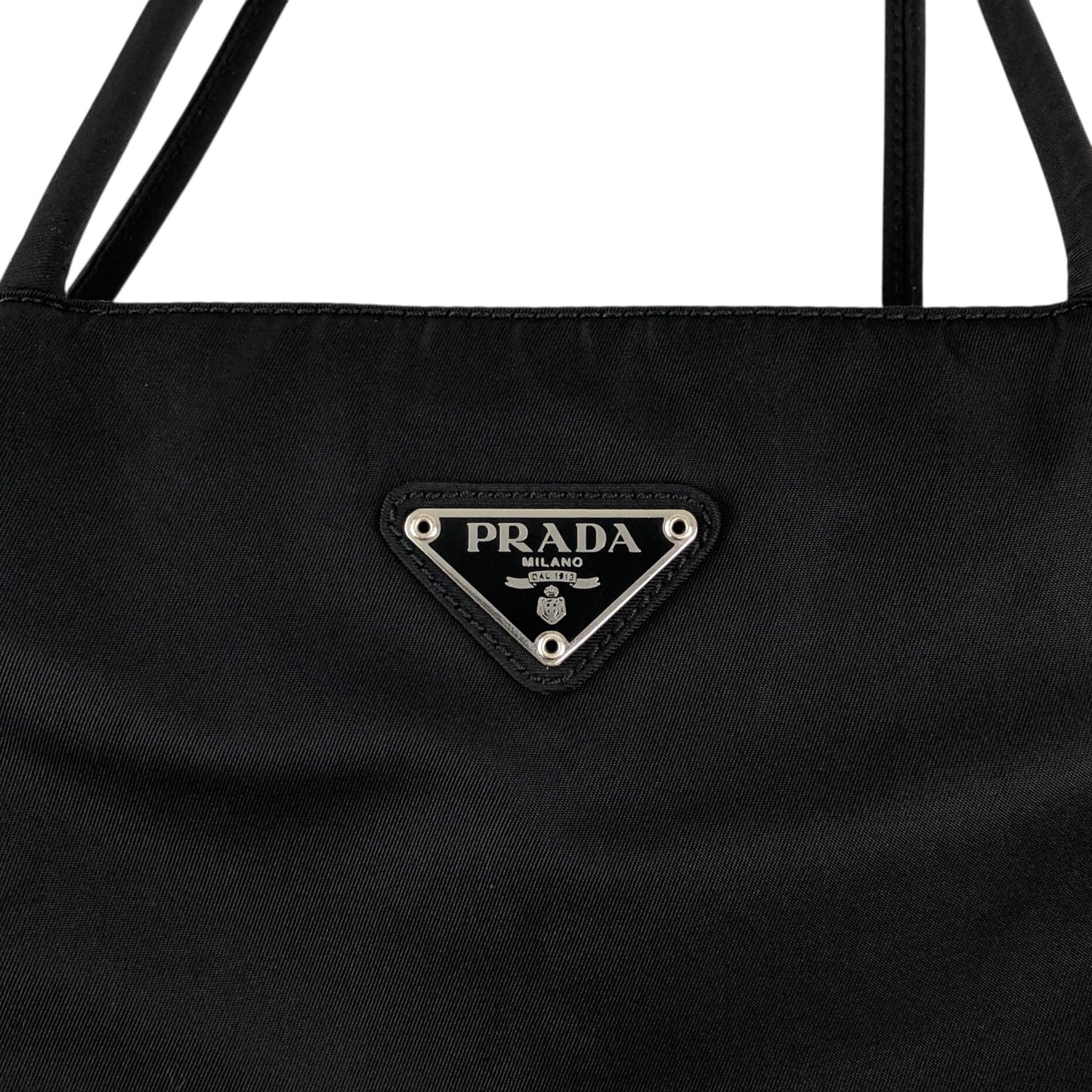 PRADA Tessuto Triangle Logo Side Pocket Totebag Black Vintage iwt8yv