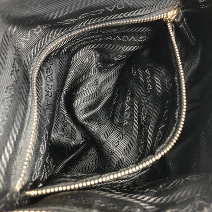 PRADA Logo Embossed Handbag Black Vintage fu6tga