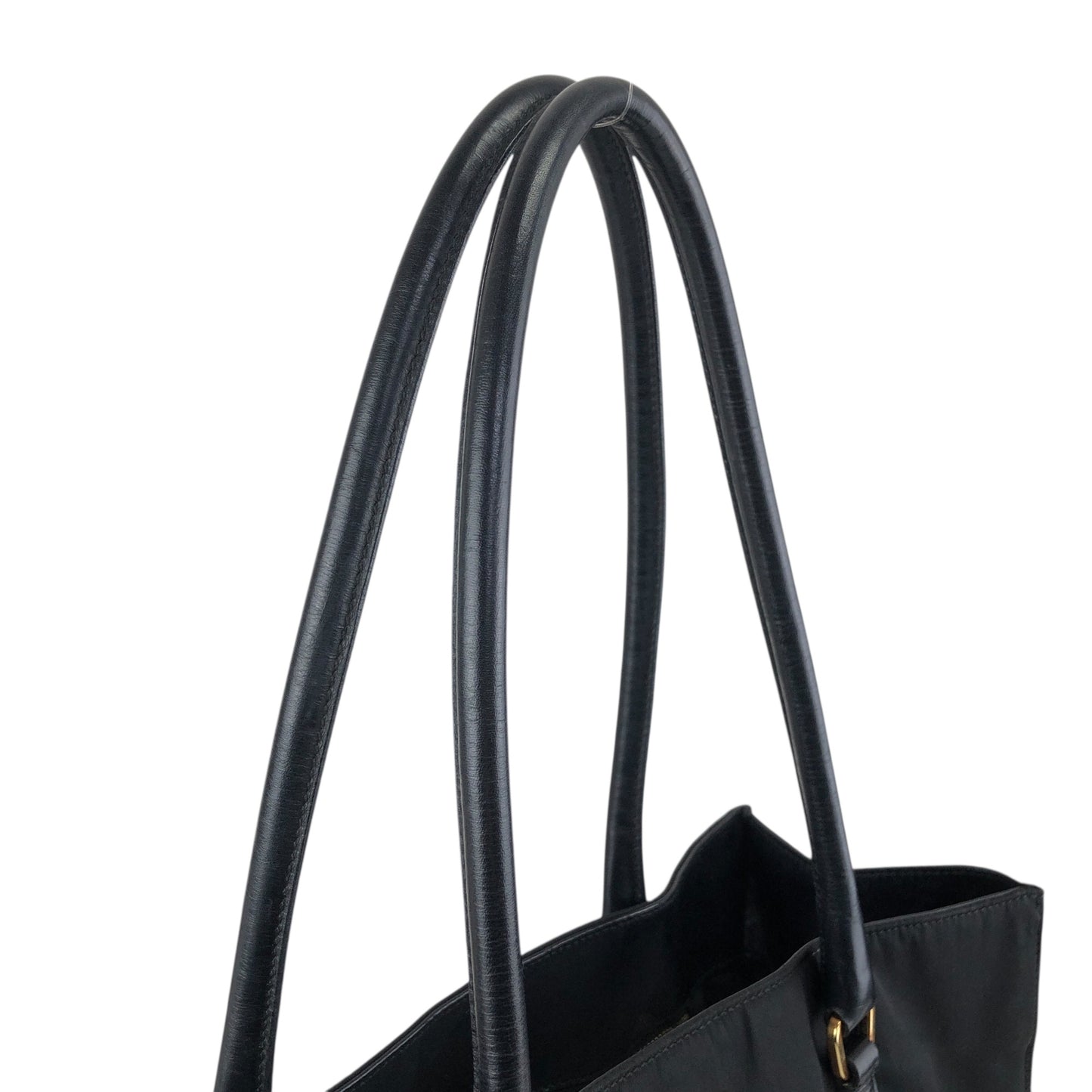 PRADA Tessuto Triangle Logo Totebag Black Vintage w67g35