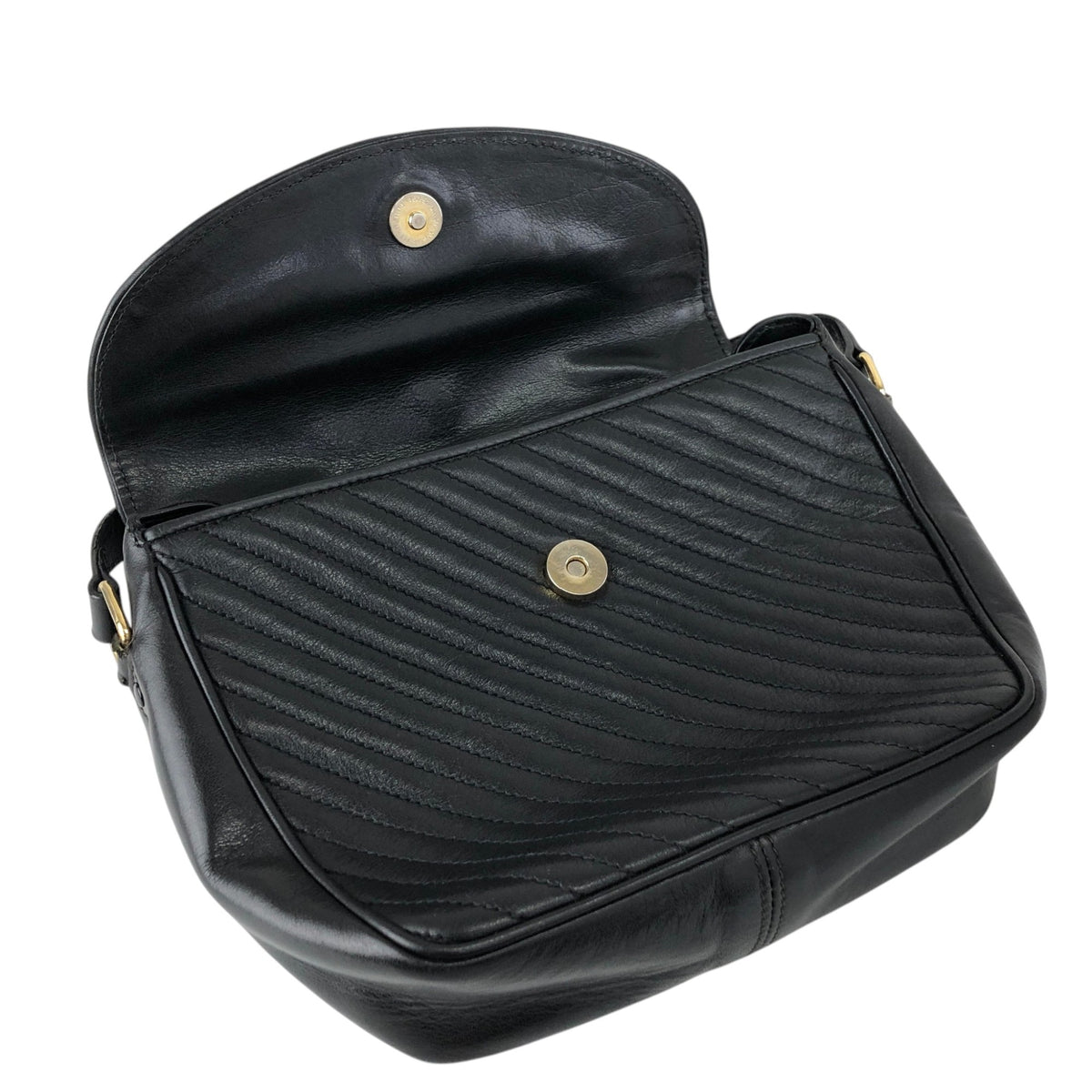 CELINE Blason Bias Stitch Shoulder bag Black Vintage hbufuu