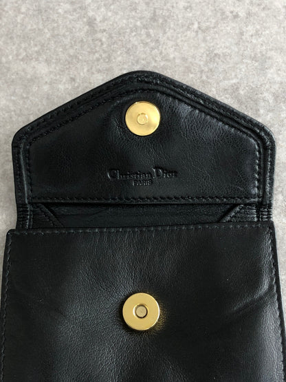 Christian Dior Logo Motif Coin Purse Black Vintage dzteww