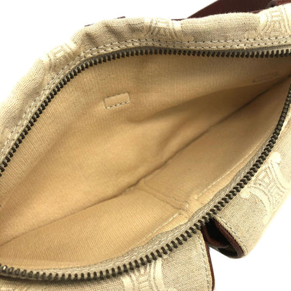 CELINE Paris Macadam 帆布皮革肩背包斜背包米色復古 xc3b36 